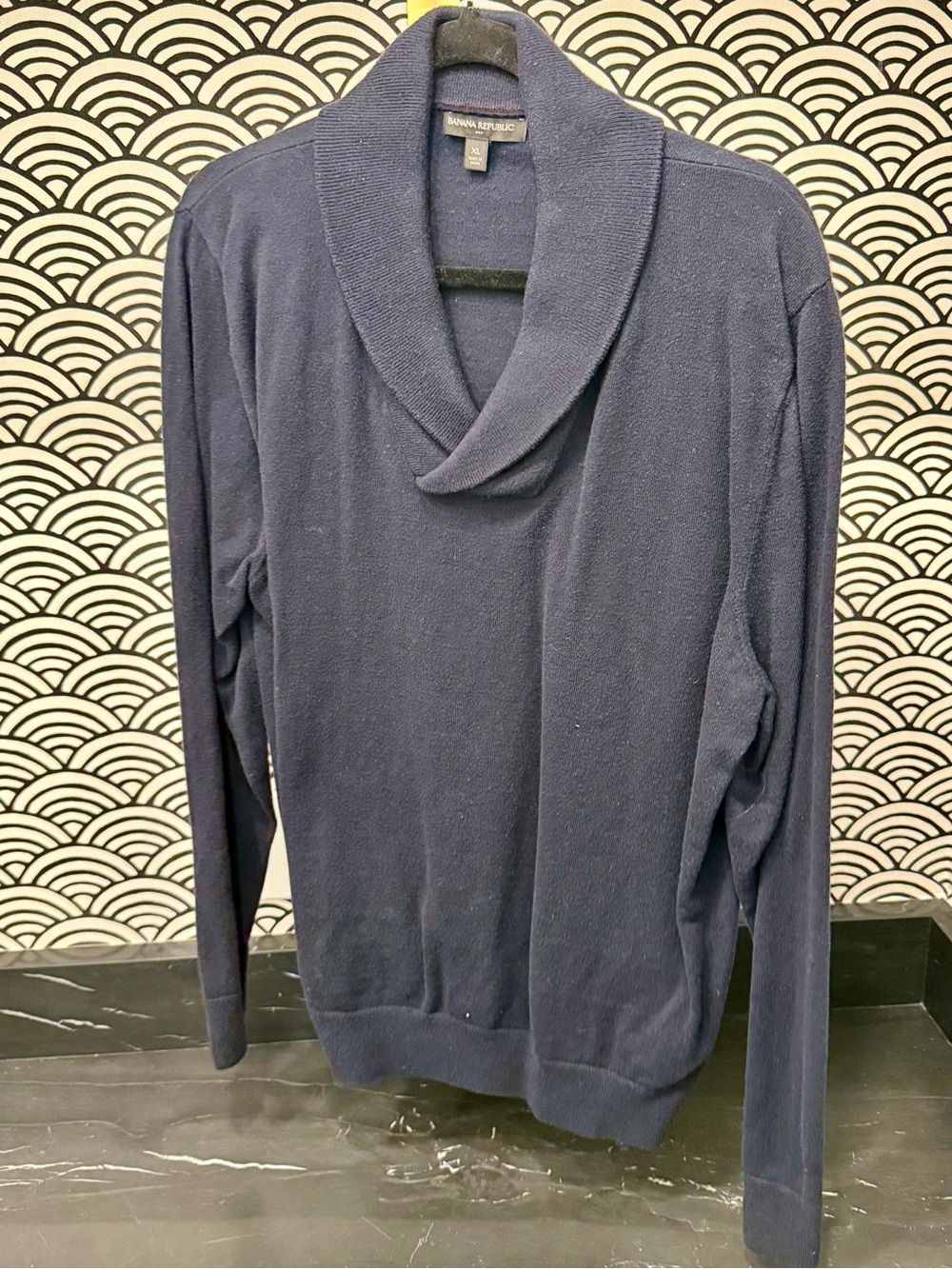Banana Republic Men’s Navy Shawl Turtleneck Sweater